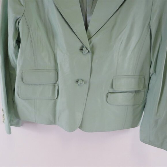 Pamela McCoy NWOT Women's Mint Green Leather Jacket, Size 1X - Picture 3 of 9